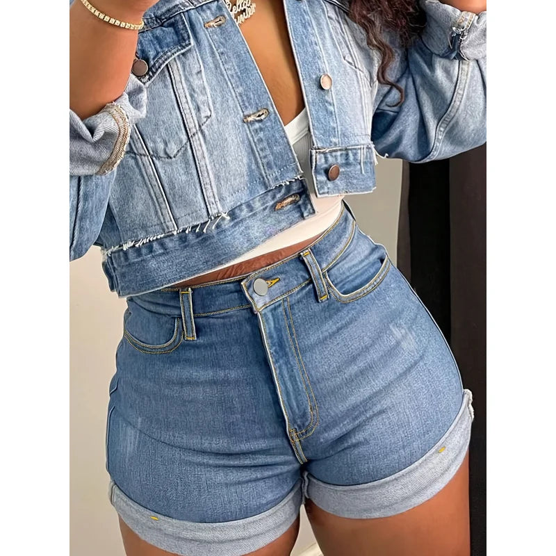 Fashion Peach Hip Women's Jeans;Women's Sexy Versatile Short Jeans;Women's Short Jeans